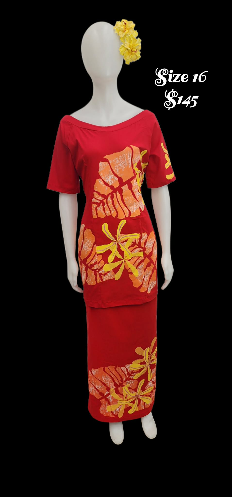 Silafia Red and Yellow Puletasi Size 16