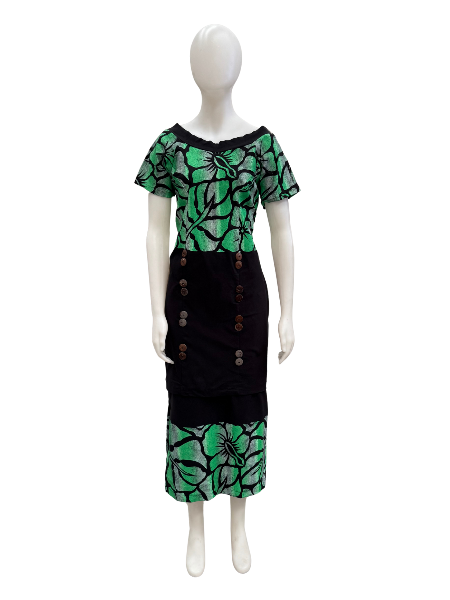 Black/Green Silver Puletasi Size 16