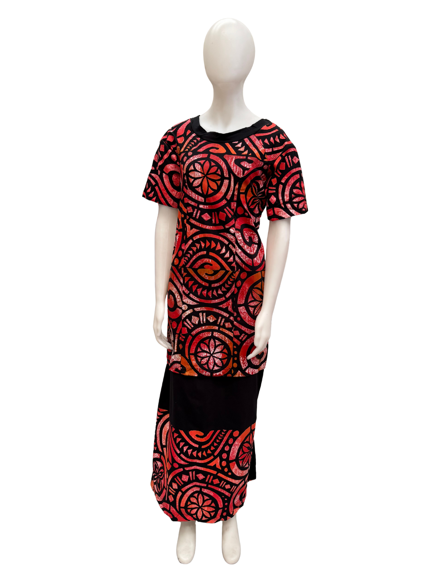 Black/Red & Orange Puletasi Size 18