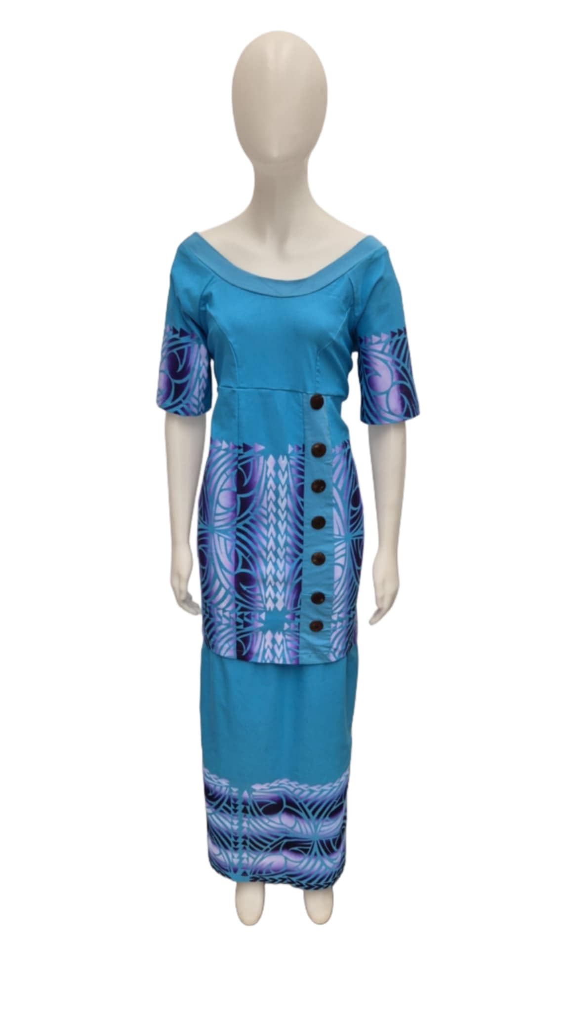 Fia Puletasi Blue with Sexy buttons Size 16
