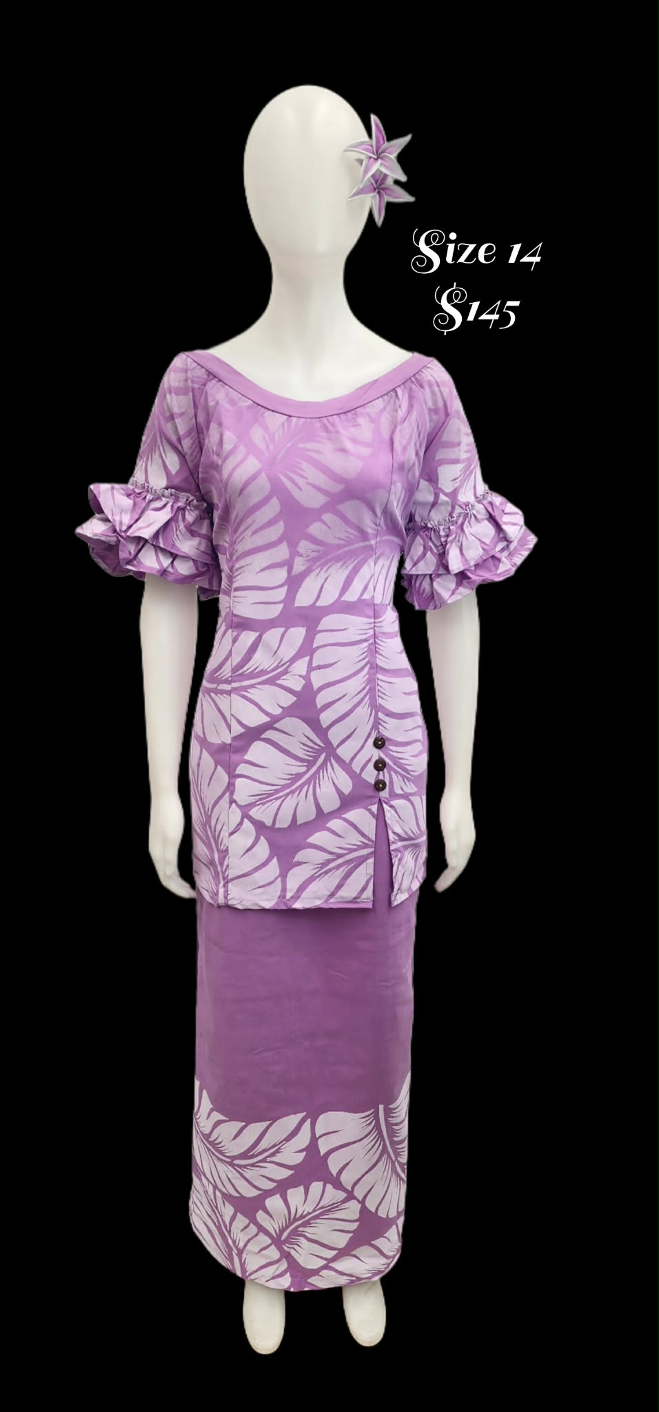 Light Purple and White Lelei Puletasi Size 14