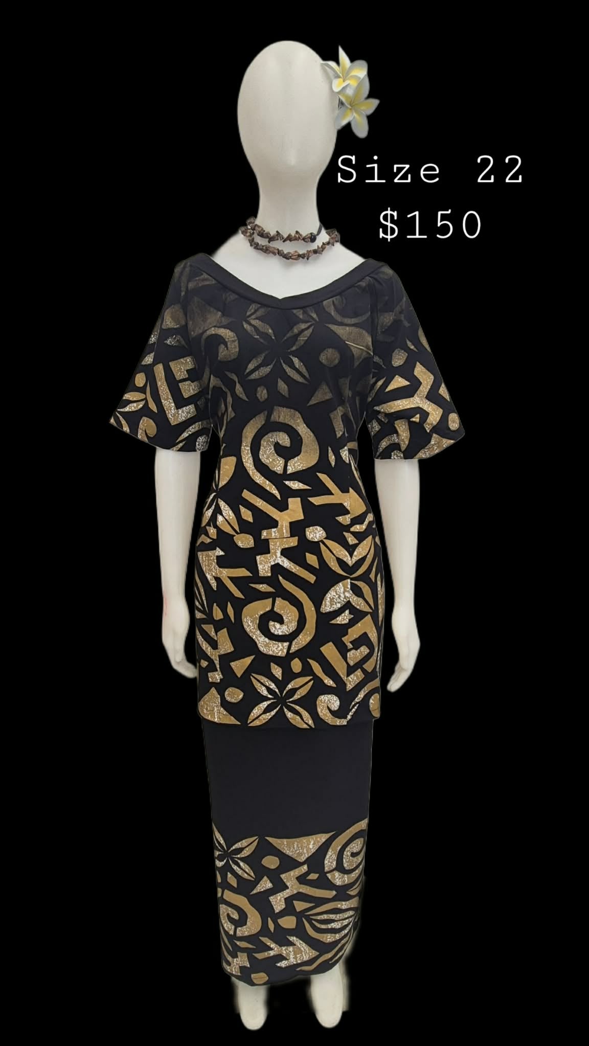 Moni Size 22 Puletasi Black and Gold
