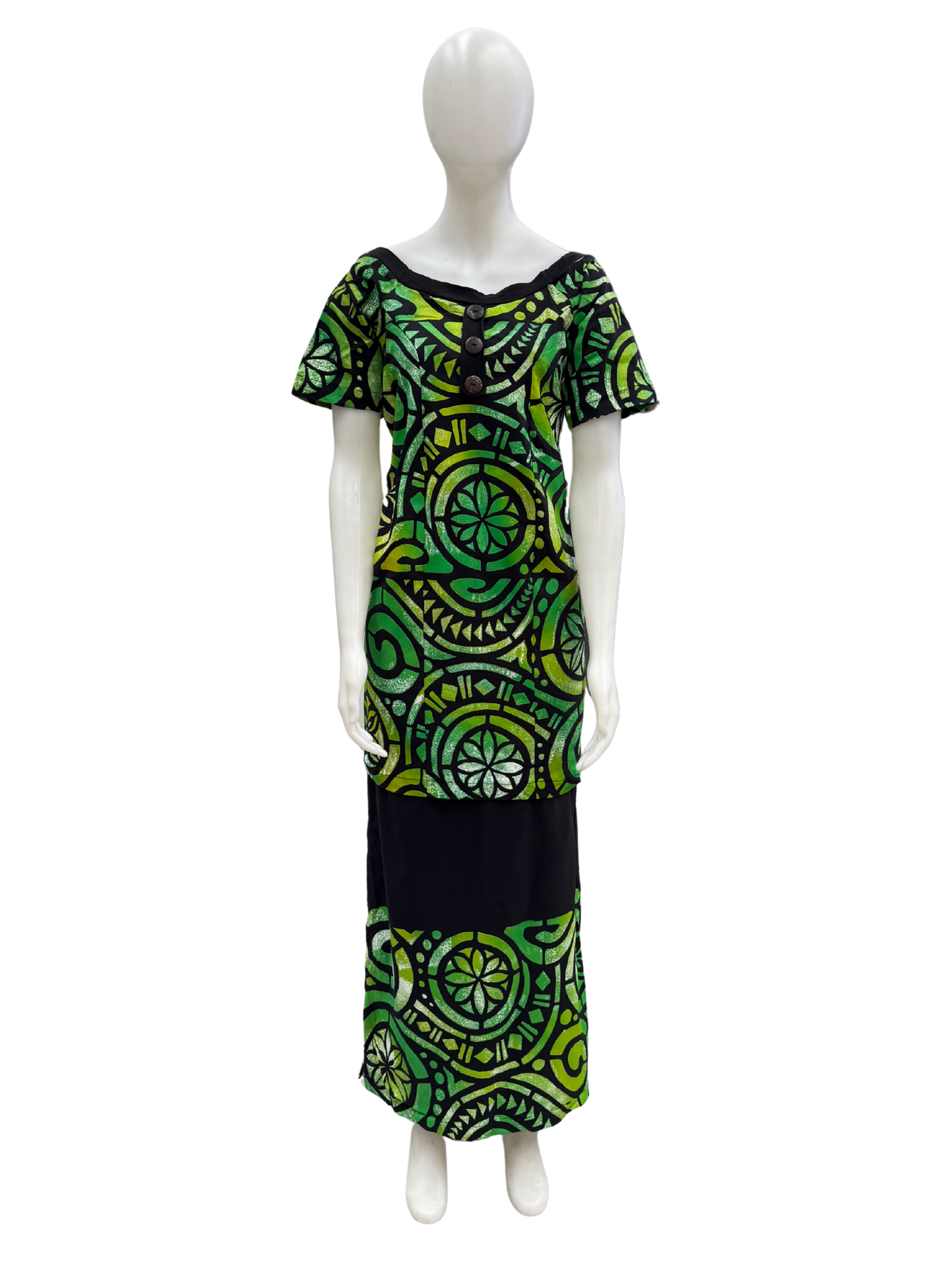 Black/Green/Lime White Puletasi Size 16