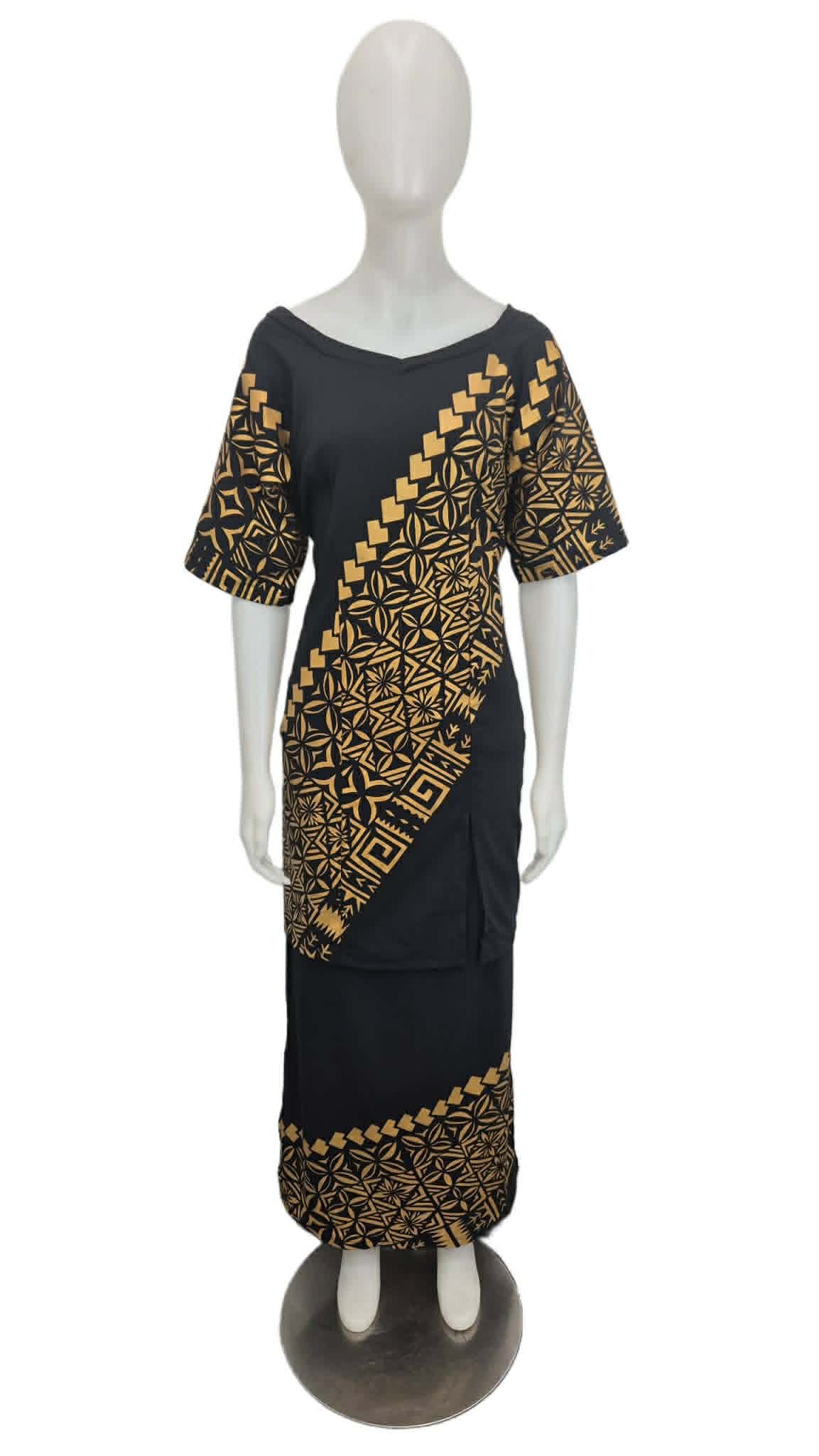Fono Black and Gold Puletasi Size 22