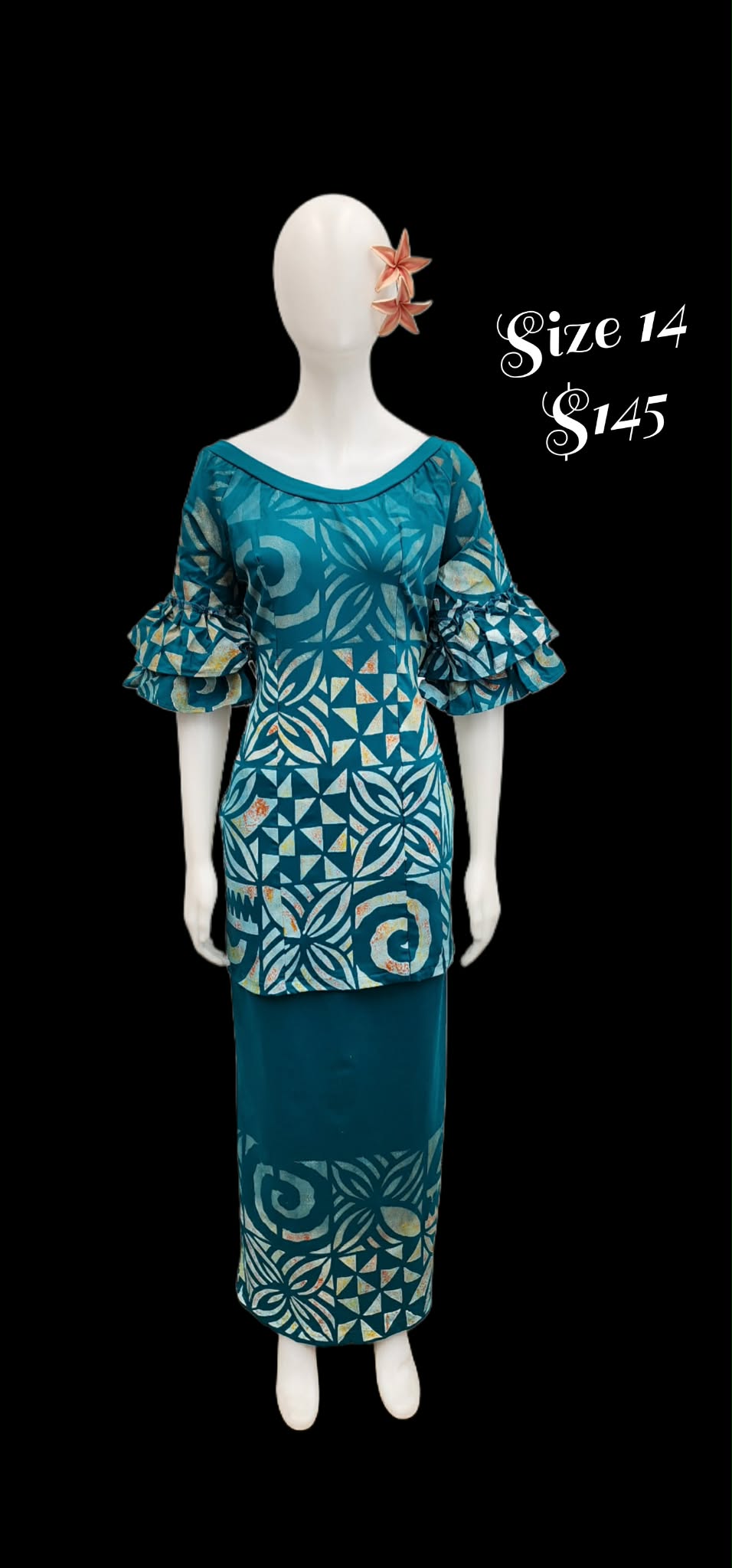 Momoli Mau Green Puletasi Size 14