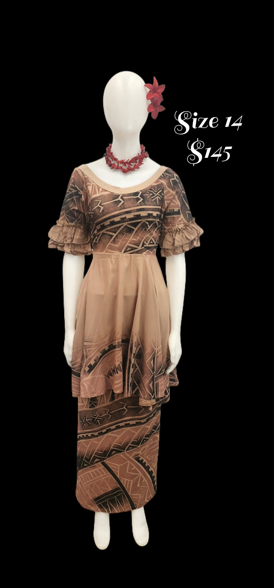 Brown bLack Siala Puletasi Size 14