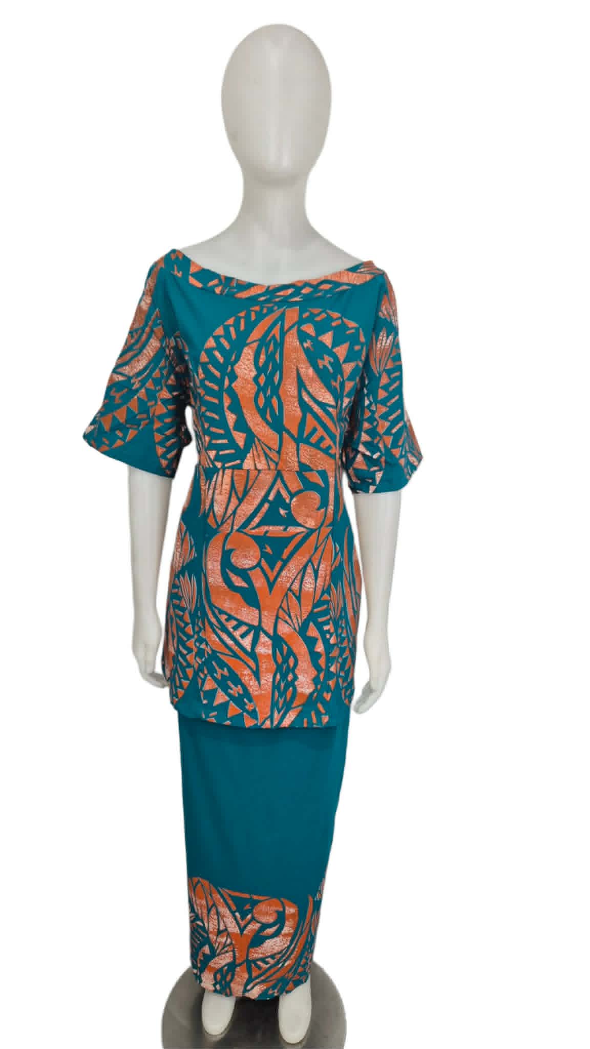 Amio Tausaafia Green Orange Puletasi Size 24