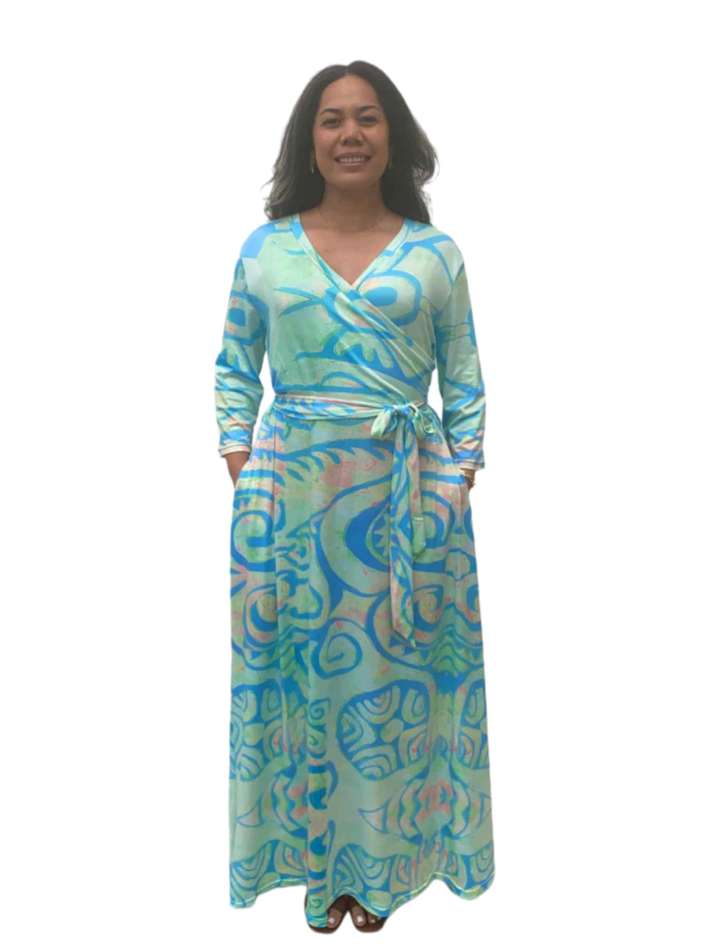 Tili Wrap Maxi Dress – Ocean Breeze