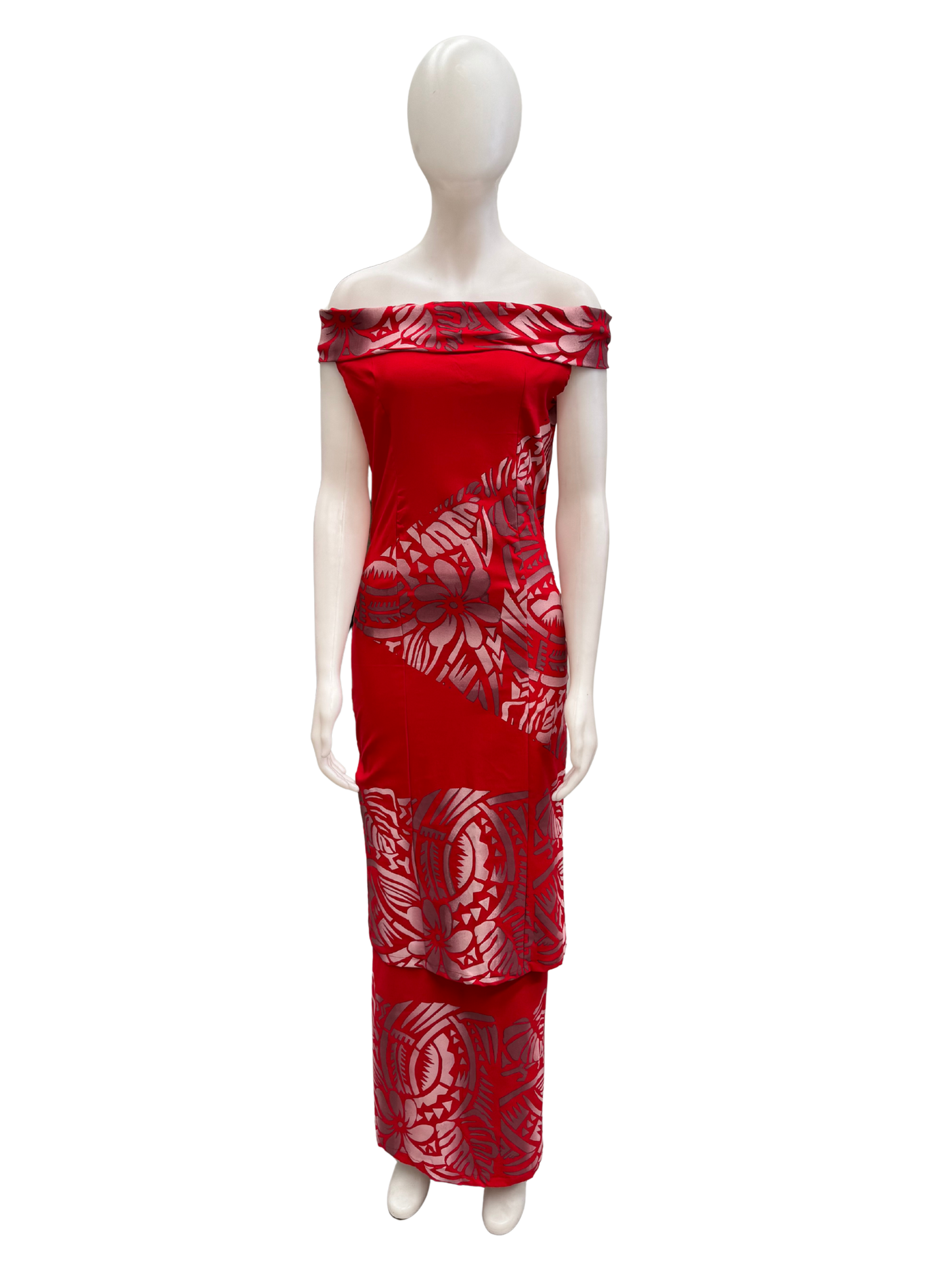 Red off the Shoulder Puletasi Size 10