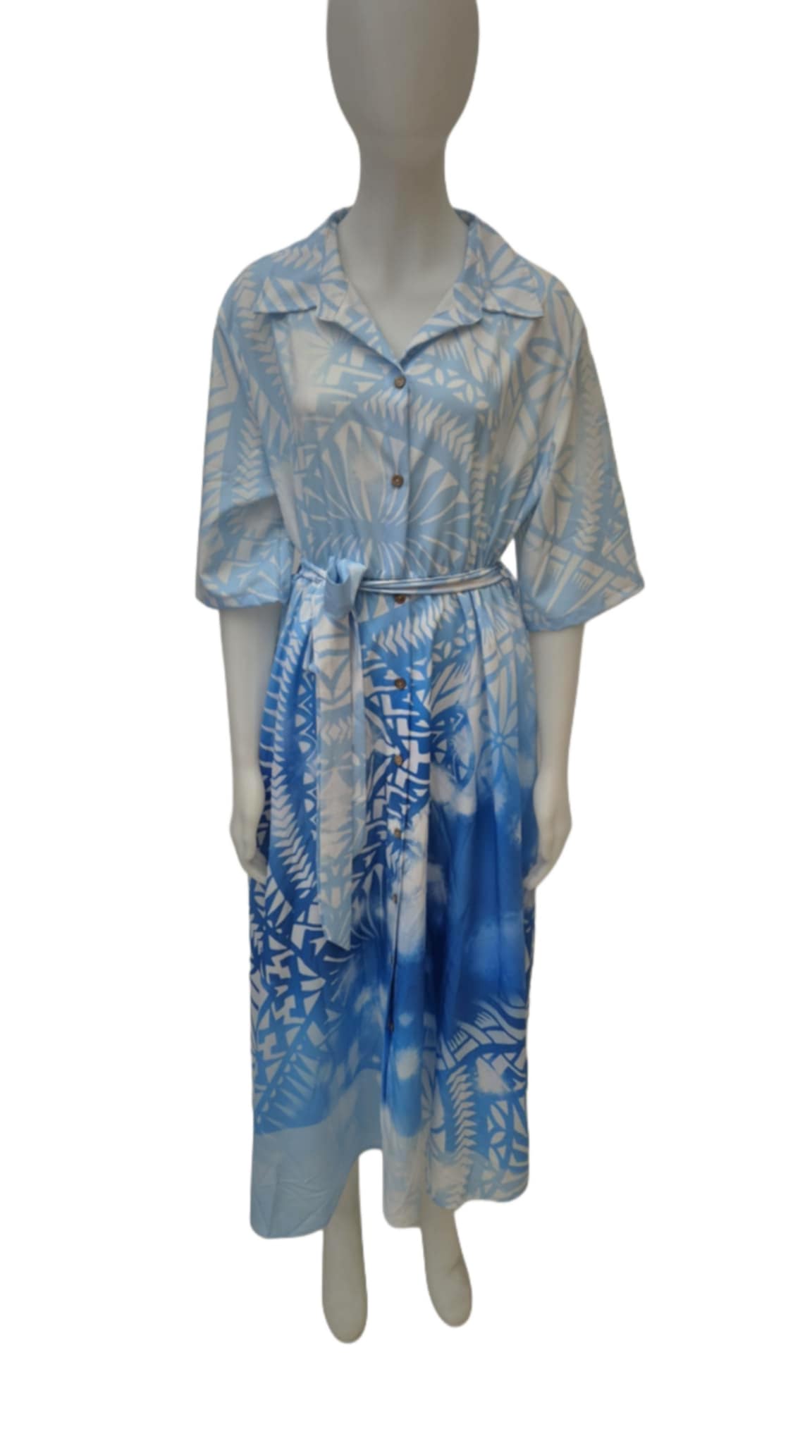 Ocean Waves Blue Tapumanaia Dress