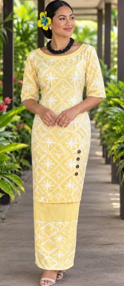 Tepa i Ula Yellow Elei Puletasi Size 14