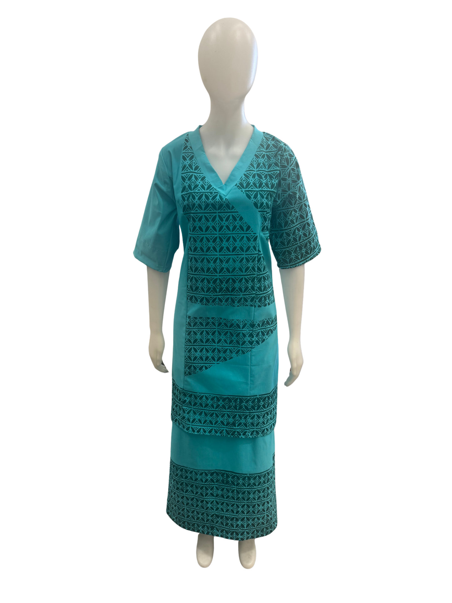 Dark Green on Teal Puletasi Size 22