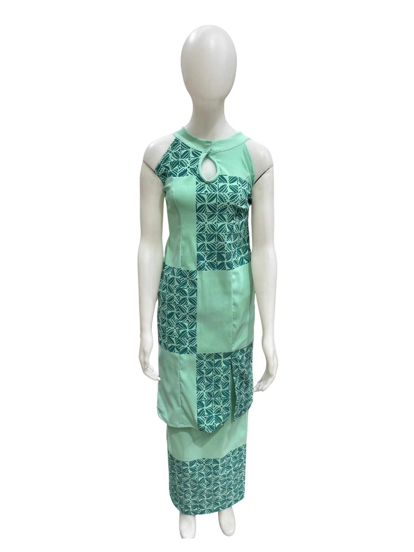 Dark Green on Teal Puletasi size 14