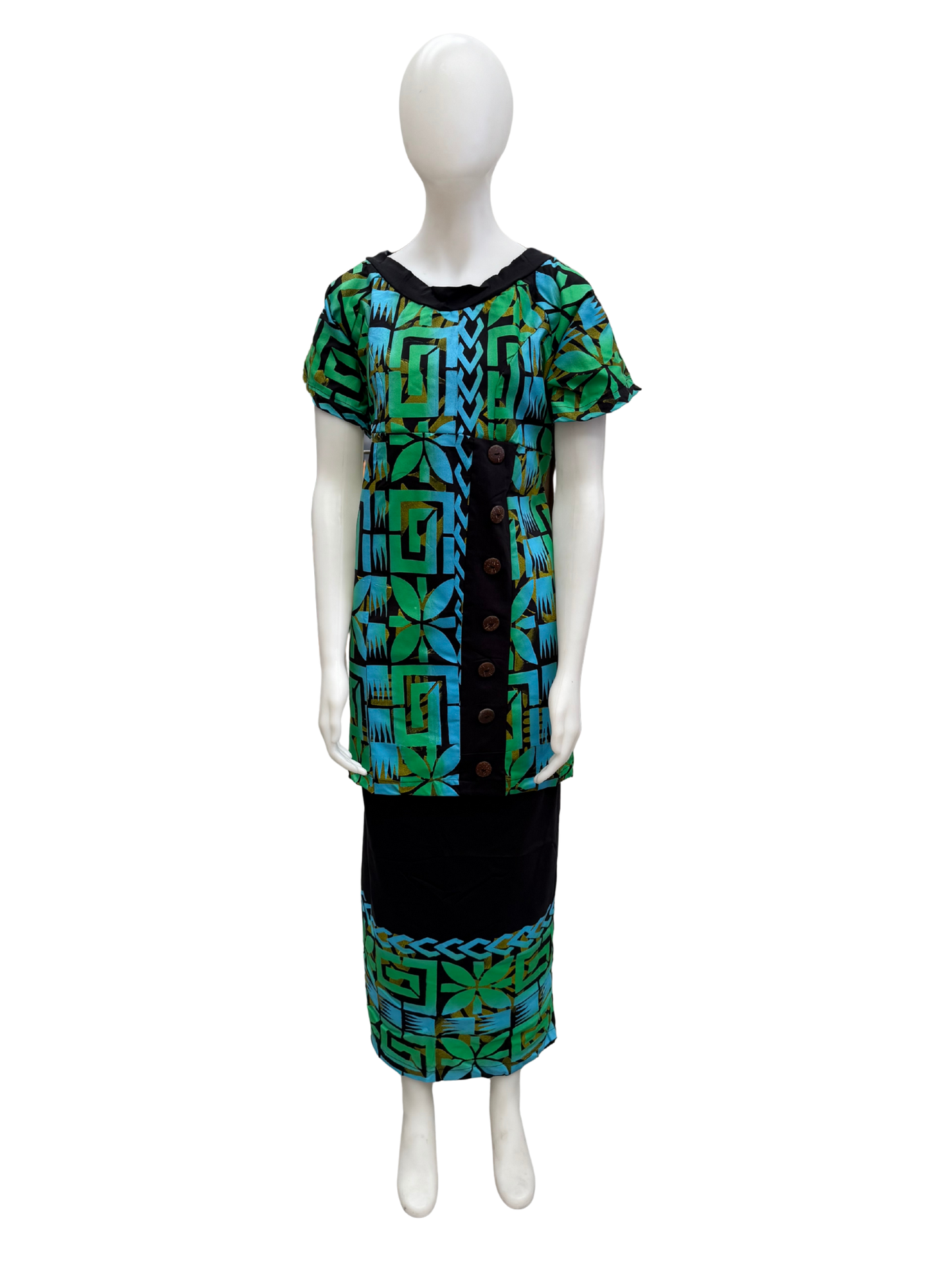 Black/Blue/Green Yellow Puletasi Size 20