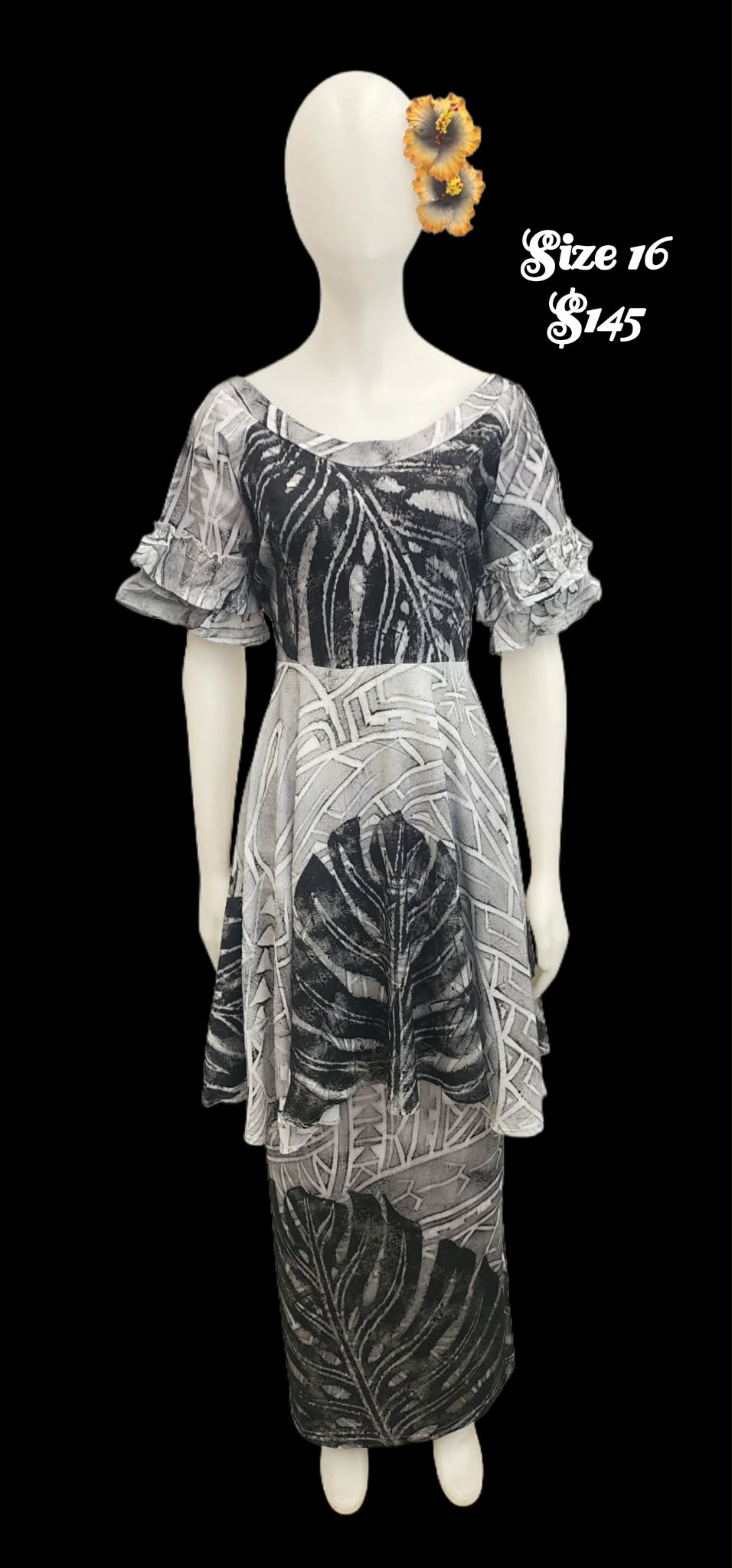 Black and White Siala Puletasi Size 16