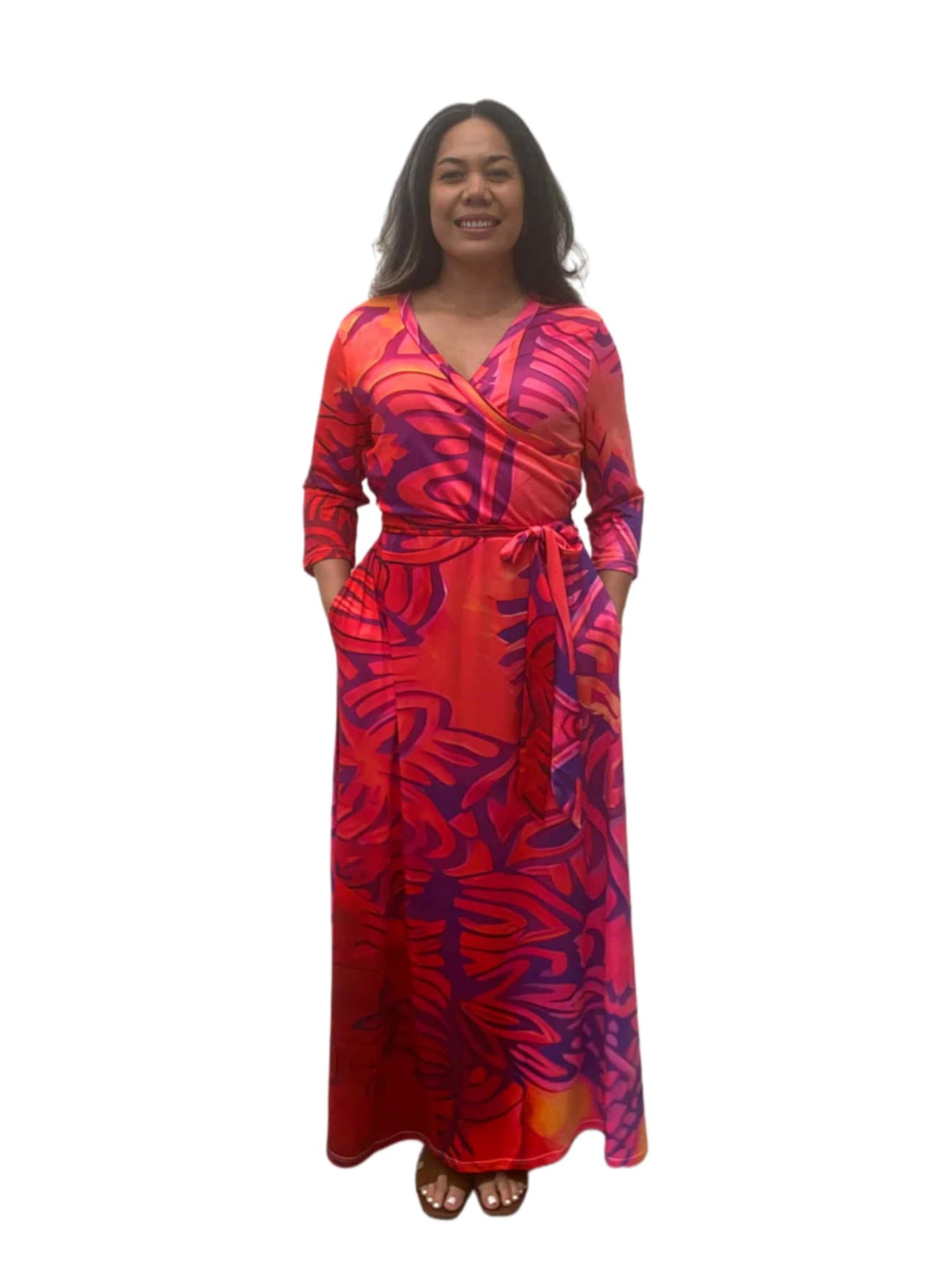 Tili Wrap Maxi Dress - Tropical Sunset