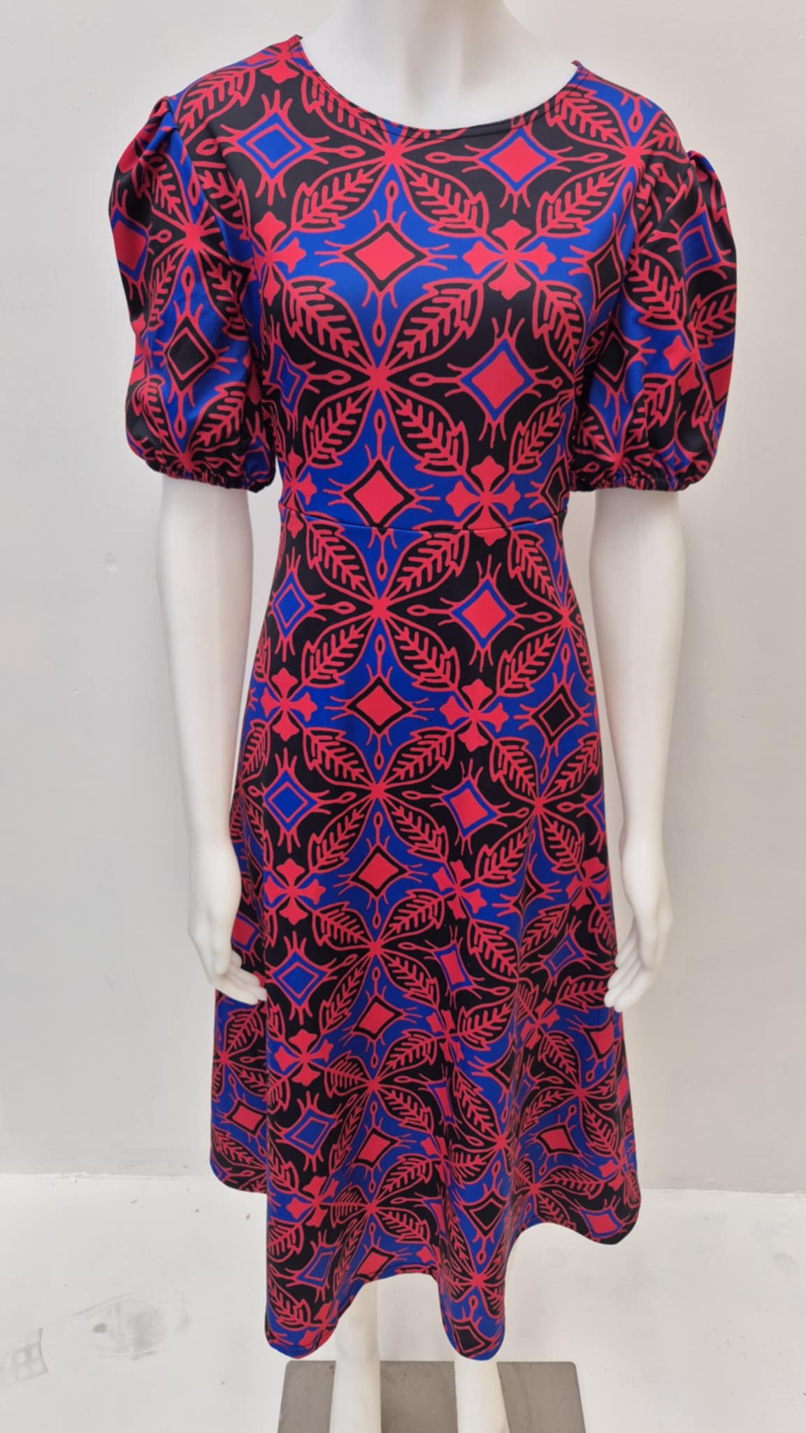 Diamond Blue on Cherry Red Faafetai Dress