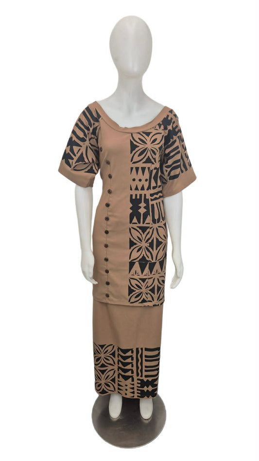 Mativa Brown with Black Elei Puletasi Size 18