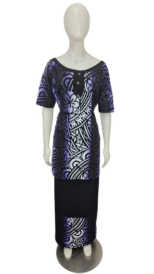 Perenise Black Purple Puletasi Size 18