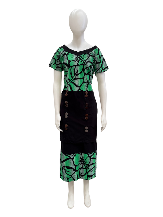Black/Green Silver Puletasi Size 16