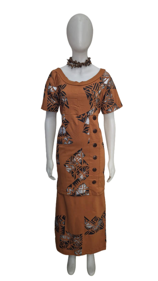 Tili Brown Puletasi with Silver Elei Size 18