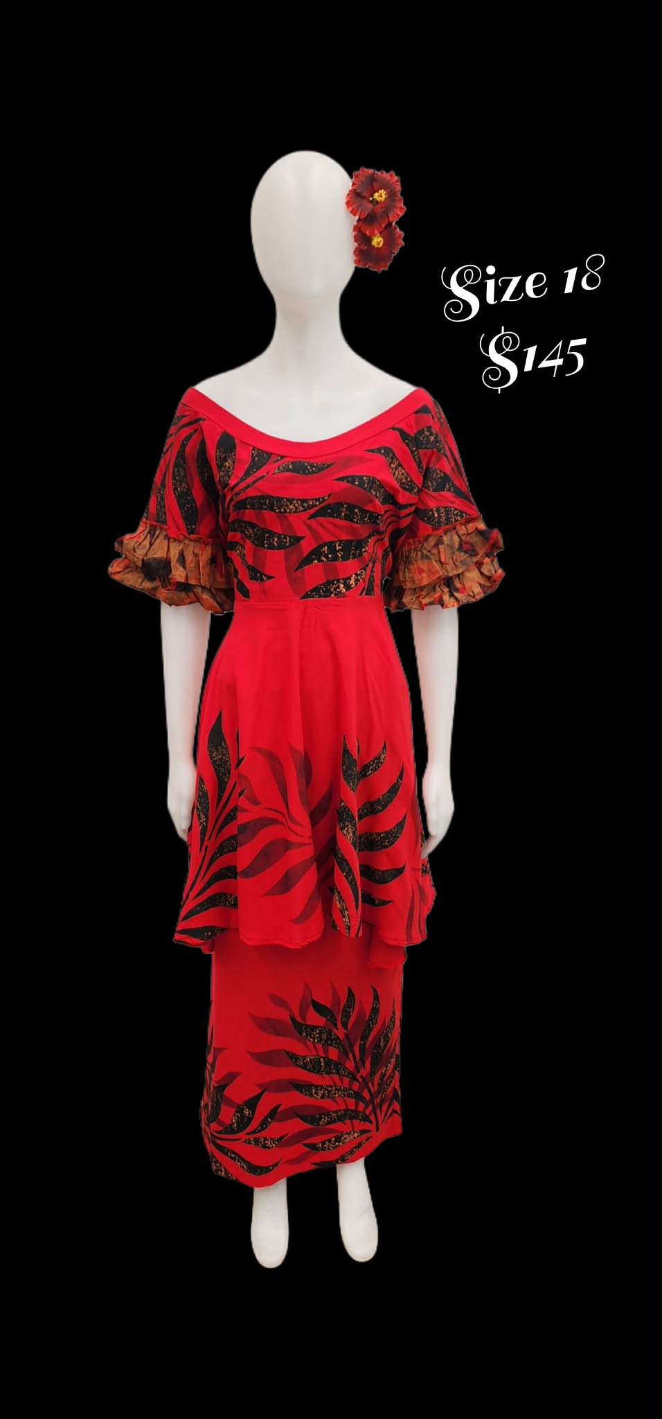 RedLove and Black Siala Puletasi Size 18