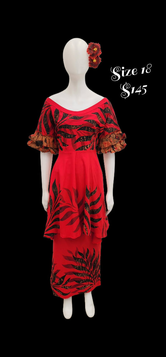 RedLove and Black Siala Puletasi Size 18