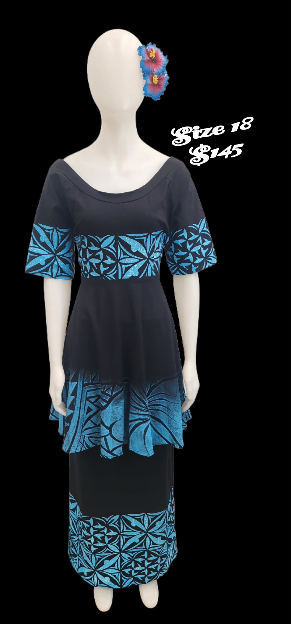 LELEI BLUE ON BLACK SIZE 18