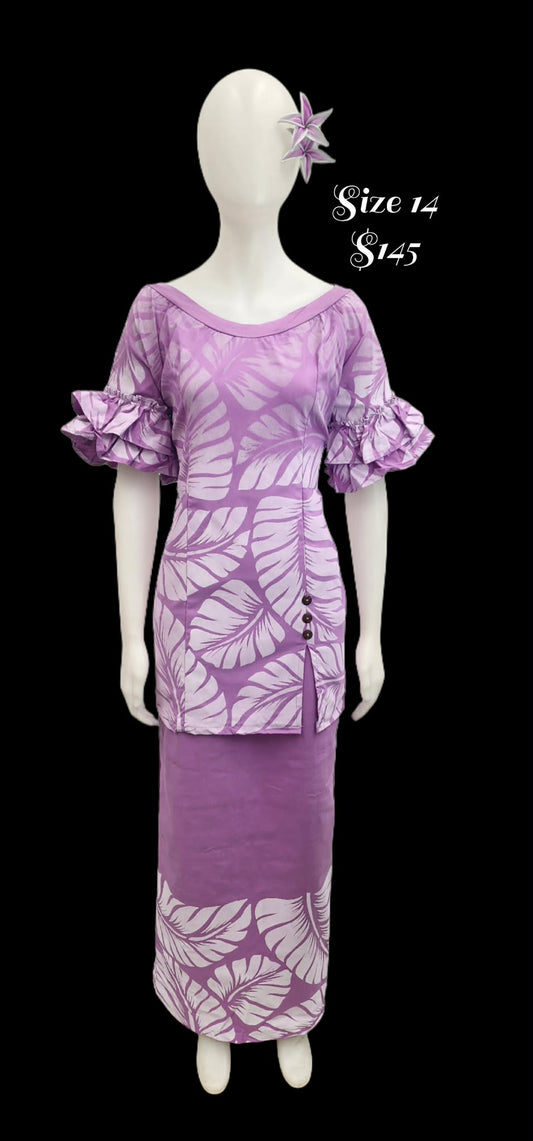 Light Purple and White Lelei Puletasi Size 14