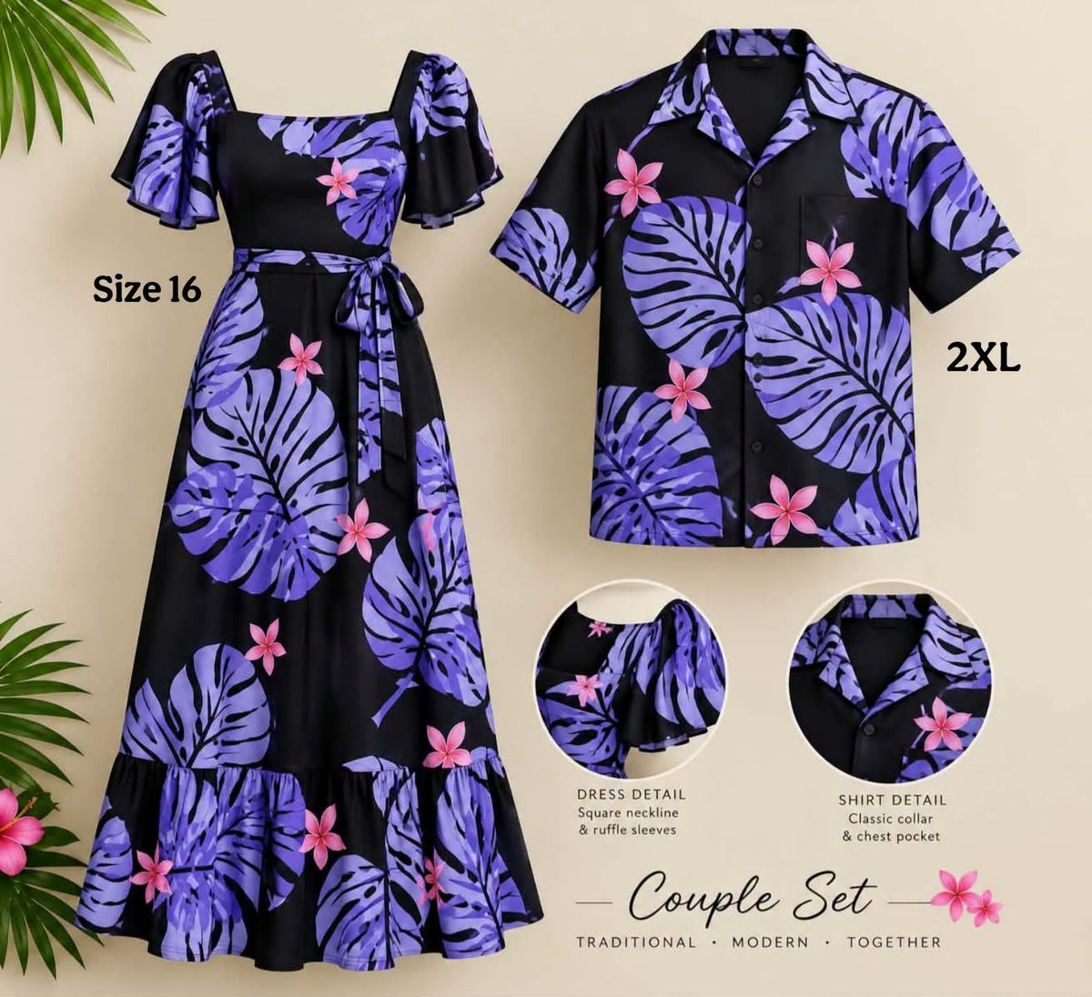 Rupi Purple Black Couple Set