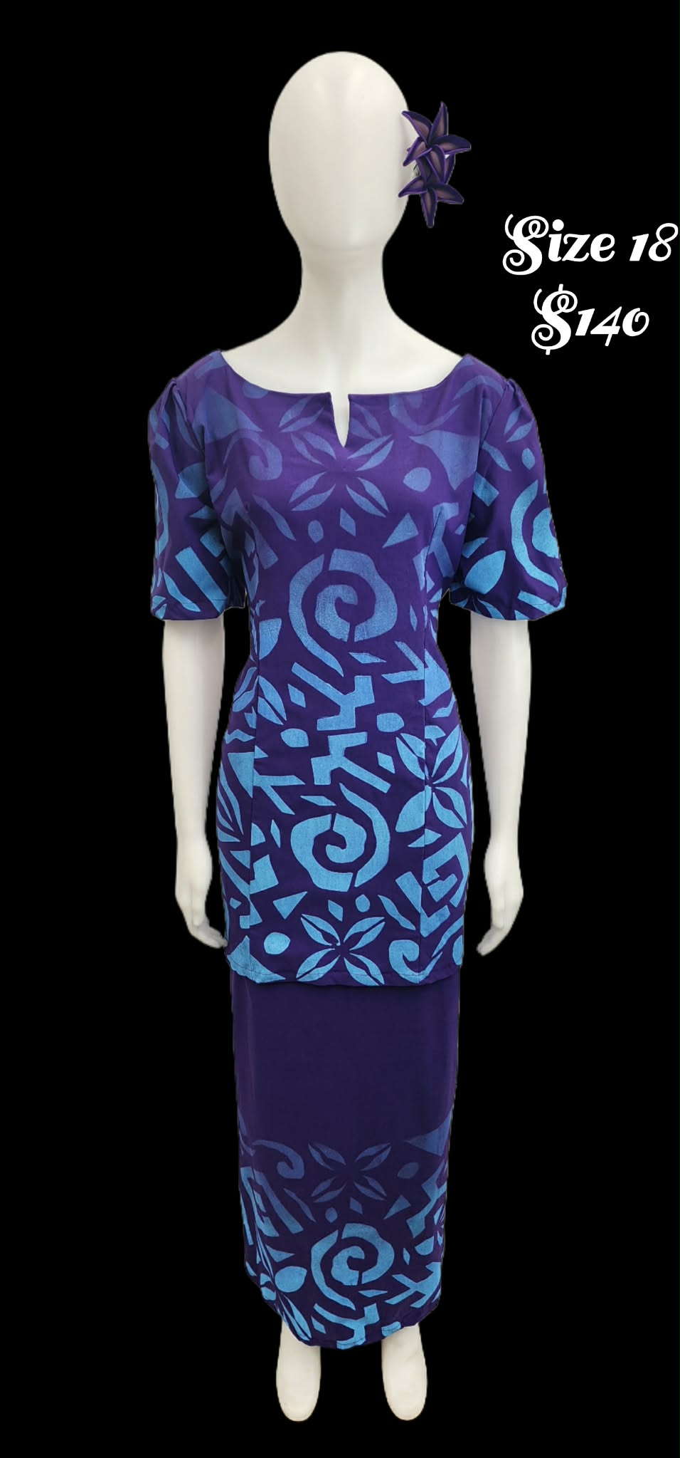 Faafetai Alofa Purple Puletasi Size 18
