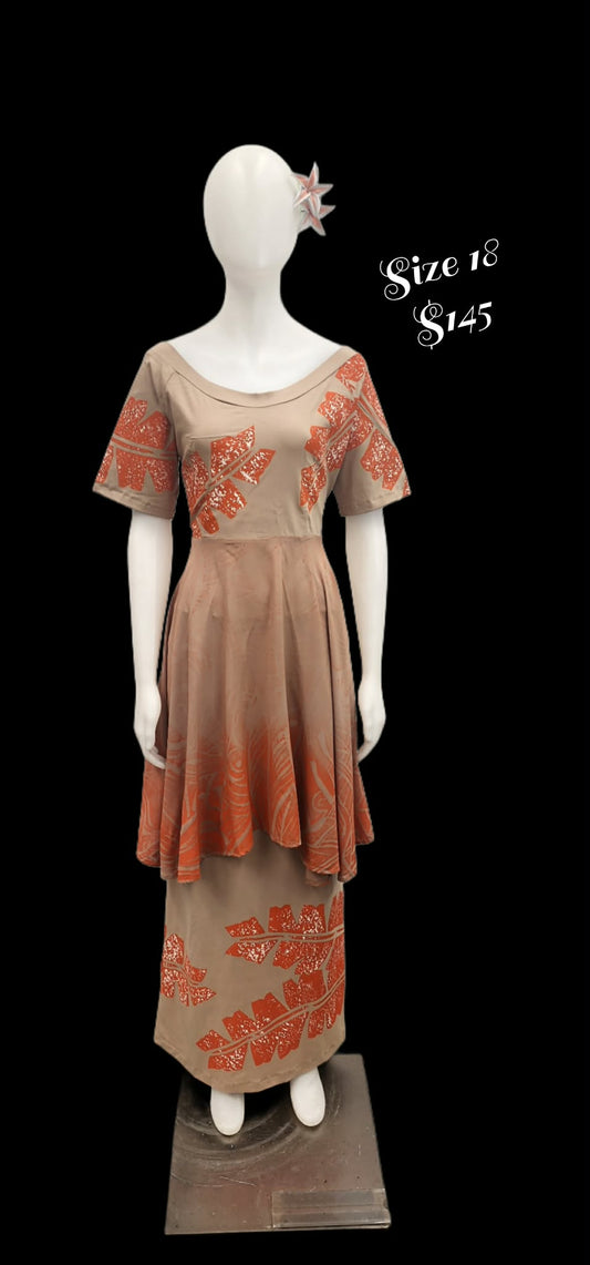 Brown Orange Siala Puletasi Size 18