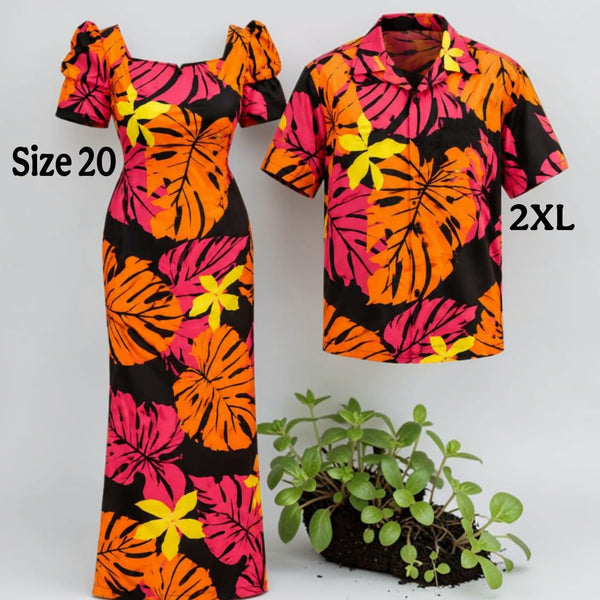 Lilia Orange Black Couple Set