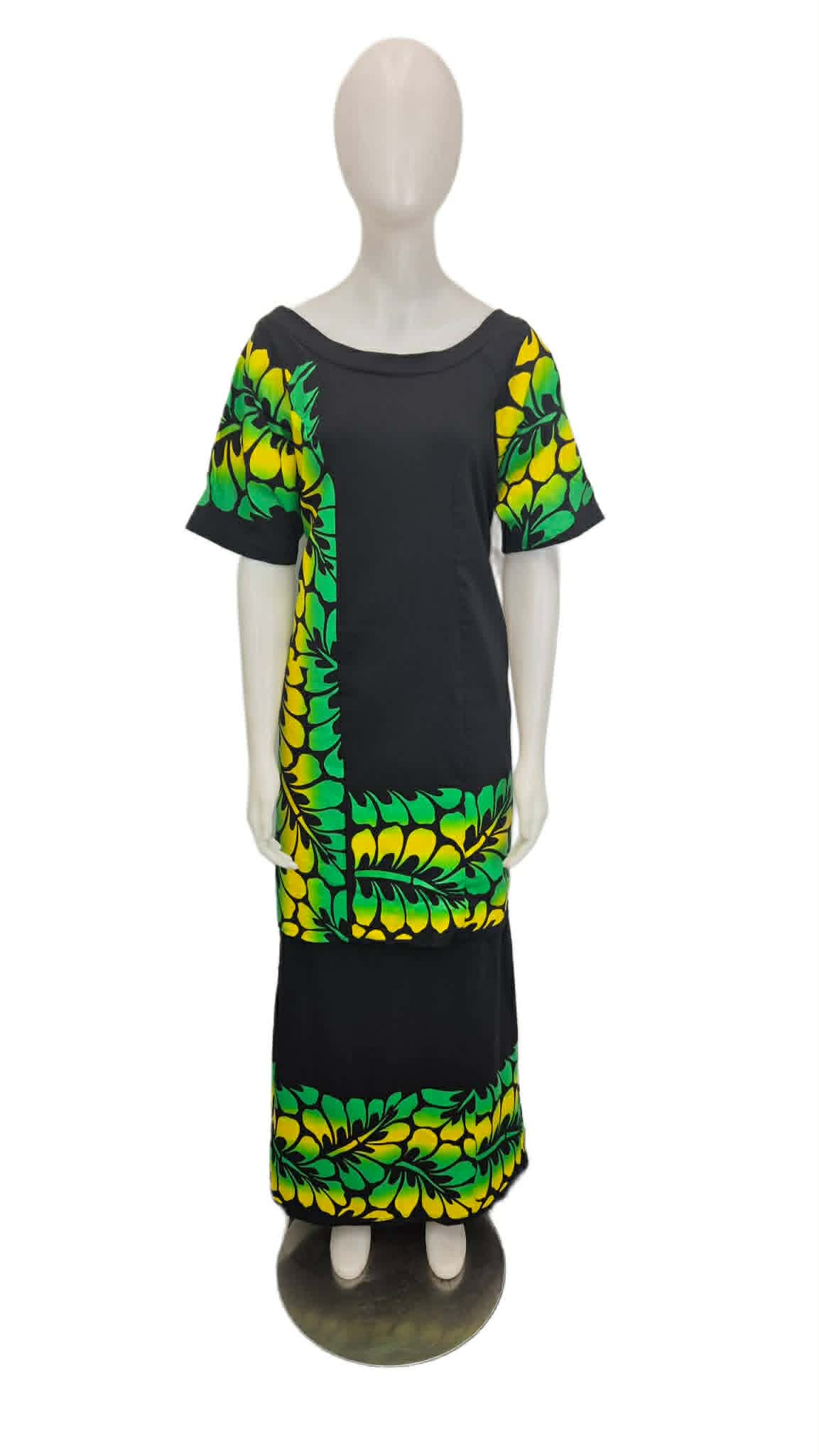 Finau Mea Leleli Green Black Puletasi Size 18