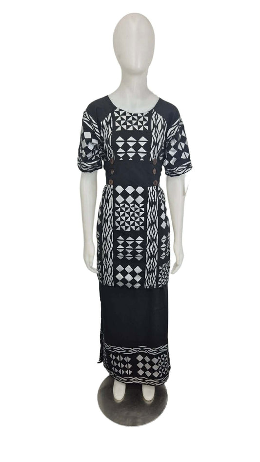 Laumei Black and Silver Puletasi Size 16
