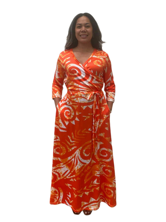 Tili Wrap Maxi Dress – Sunset Flame