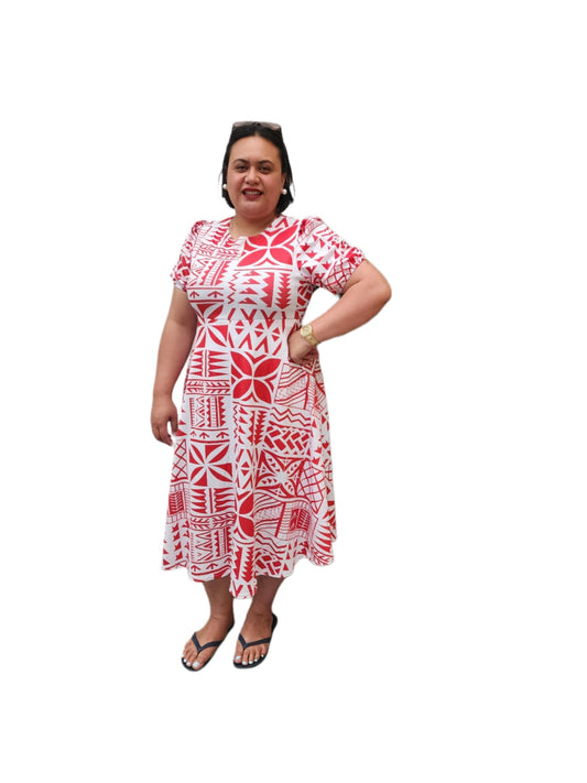 White and Red Faafetai Dress