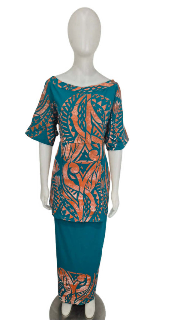 Amio Tausaafia Green Orange Puletasi Size 24