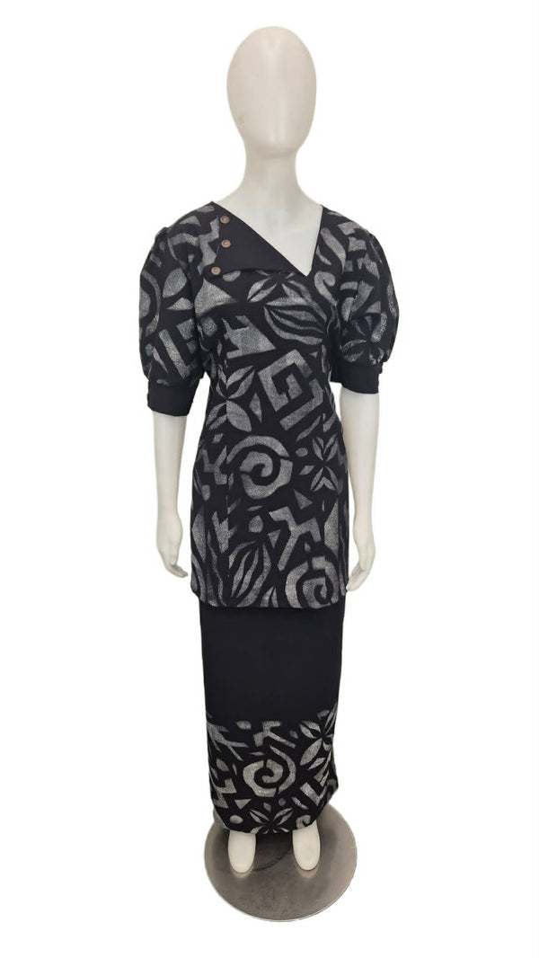 Aure All Over Black Gray Puletasi Size 20
