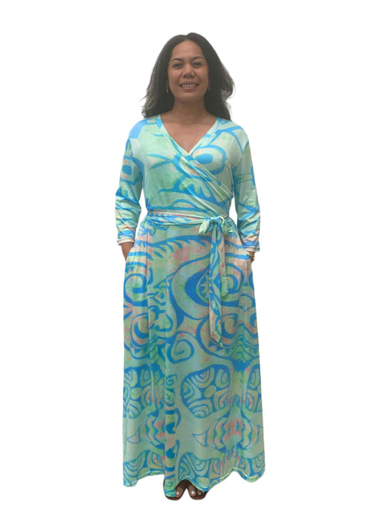 Tili Wrap Maxi Dress – Ocean Breeze