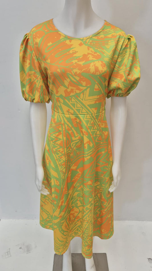 Light GreenOrange Faafetai Dress