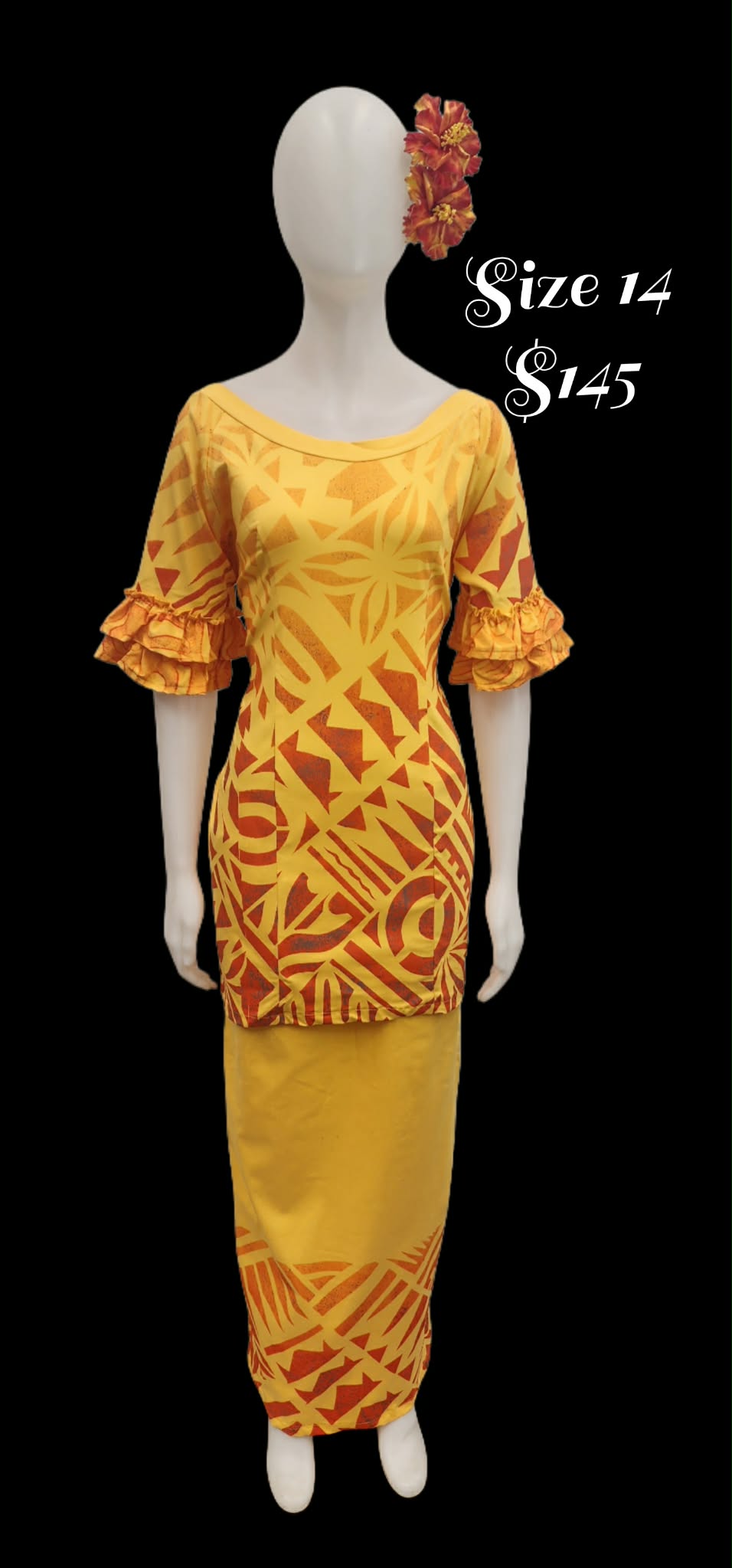 Yellow Orange Lelei Puletasi Size 14