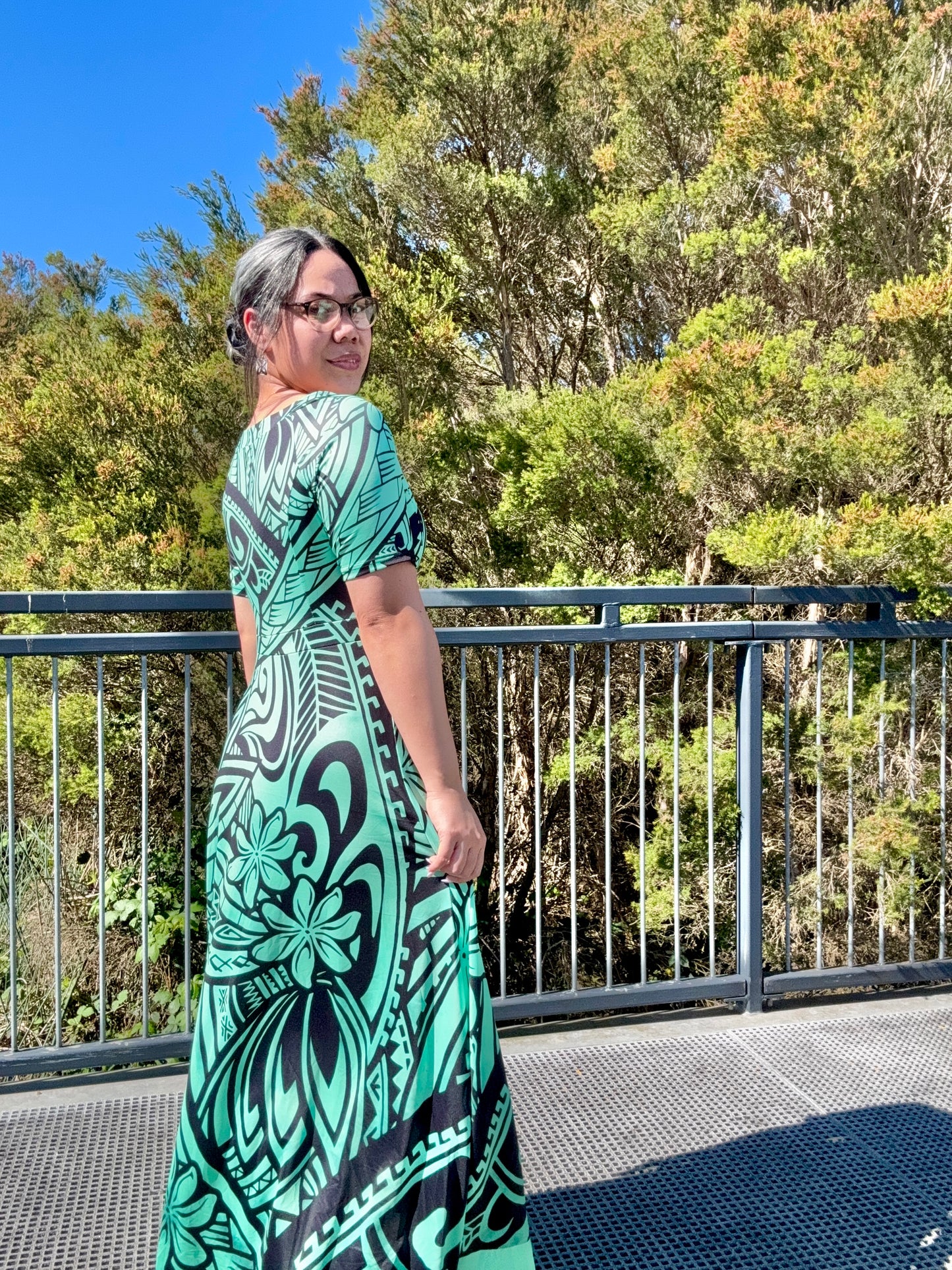 Green and black Tia Dress