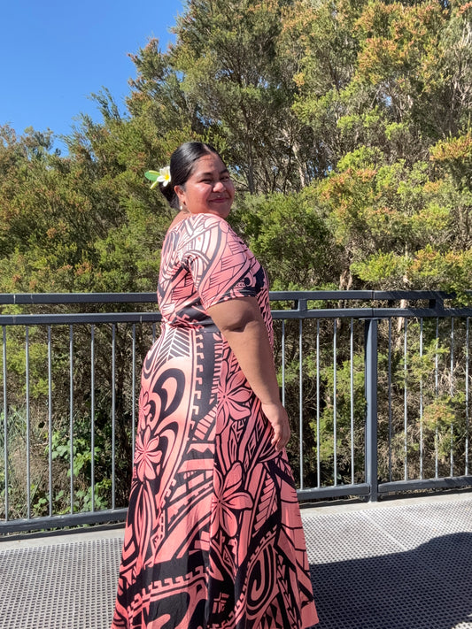 Peach and Black Tia Dress