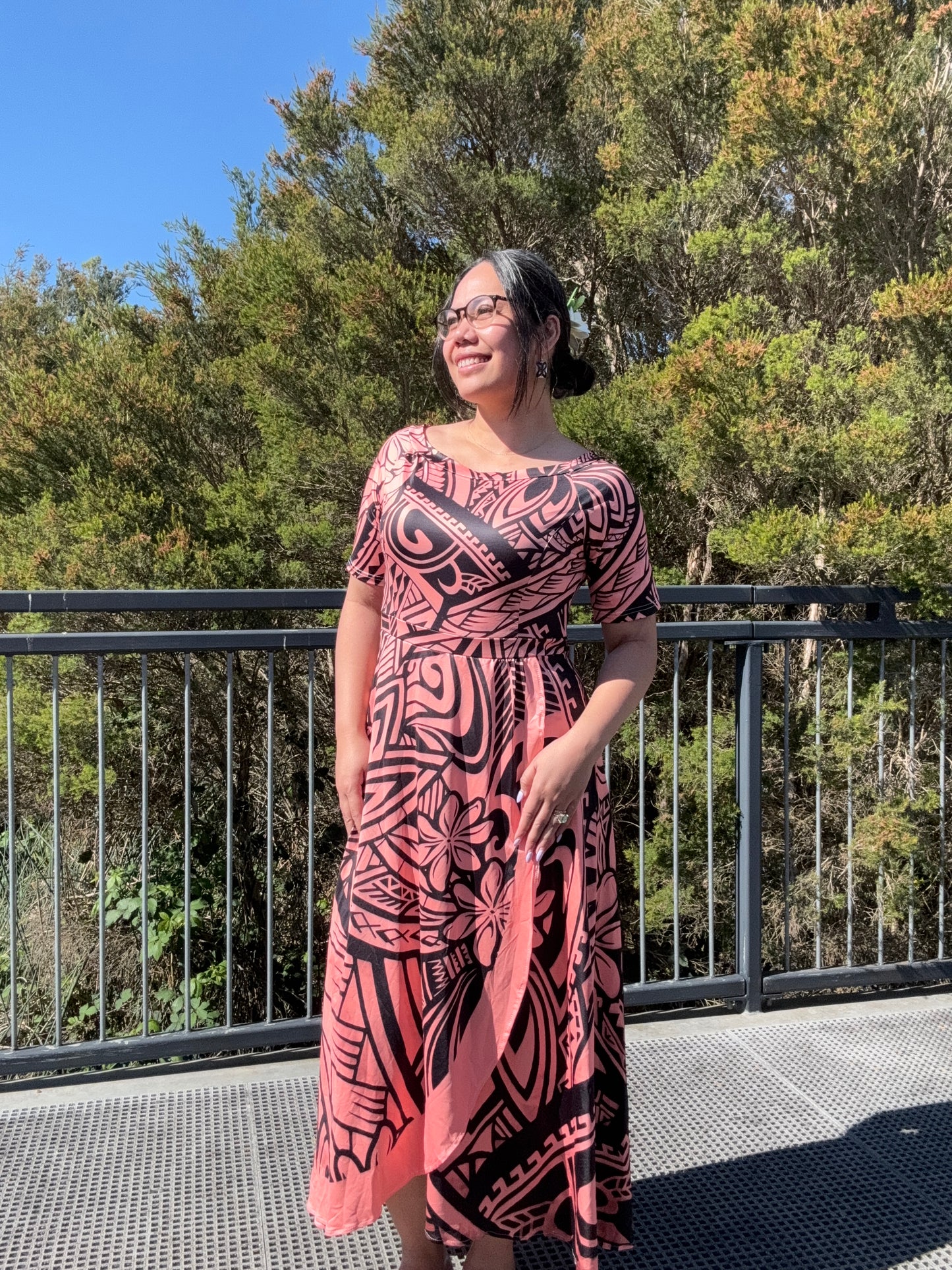 Peach and Black Tia Dress
