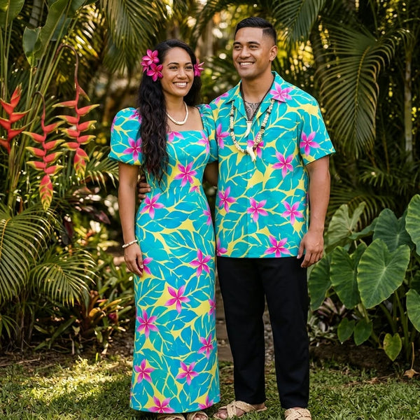 Poumate Green Couple Set (Dress size 16, Shirt 2XL)
