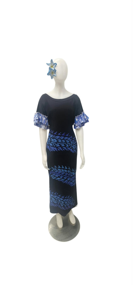 Malamalama Long Black Blue Dress Size 20