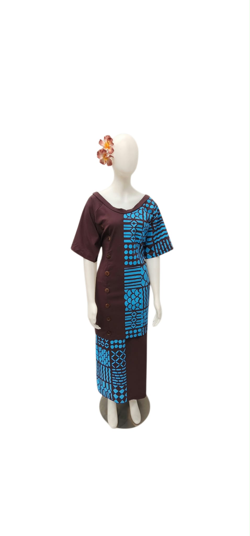 Atulia Brown Blue Elei Puletasi Size 22