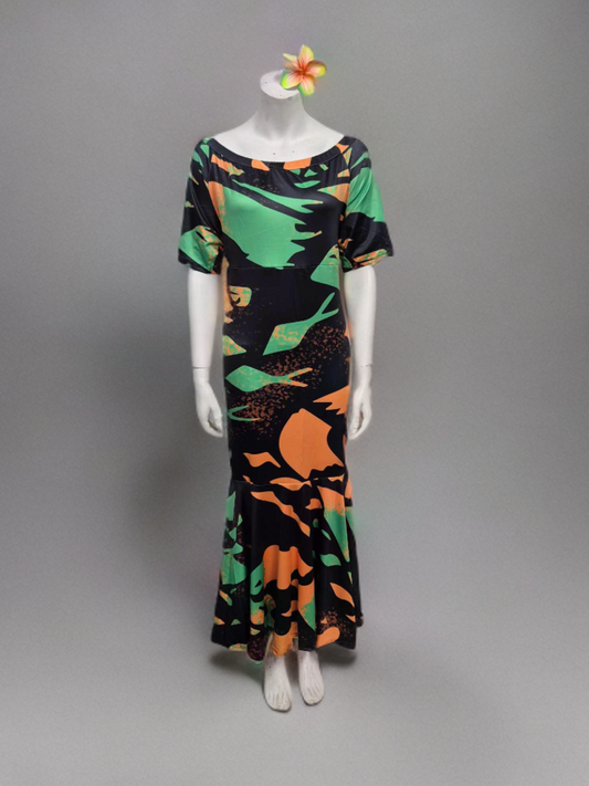 Atamai Green Orange Dress