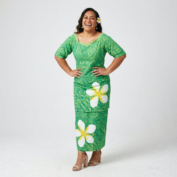 Take My Hand Green Yellow Puletasi Size 20